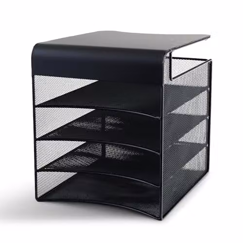 Safco Onyx Hangende Organizer voor onder het bureau, 4 laden, zwart staalgaas
