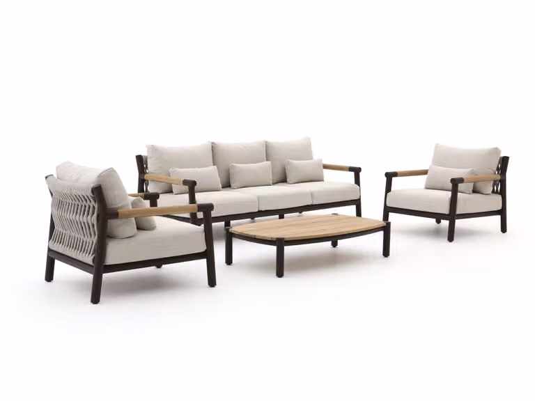 Zavelli Loungeset voor 5 personen met beige kussens en aluminium frame