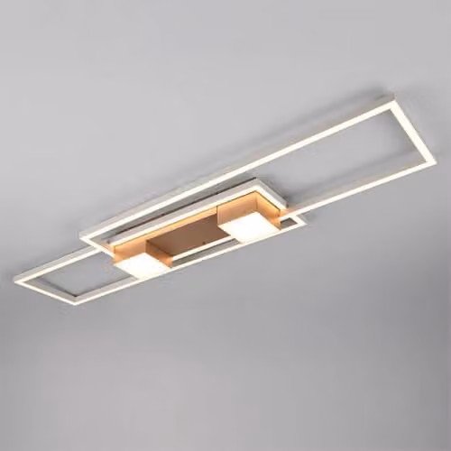 Trio Albany Led plafondlamp wit en koper B: 100 cm, D: 28 cm