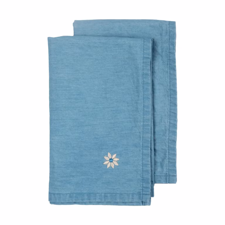 Sagaform Eden denim stoffen servetten 2-pack Blauw 45 x 45 cm