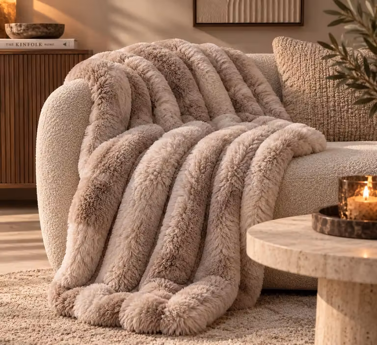 PTMD Plaid Divvo Beige met brede rib, B/D: 140 x 170 cm