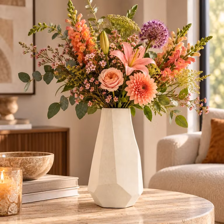Light en Living POVINA Keramische Vaas Beige B: 25 cm, D: 21,5 cm, H: 47 cm