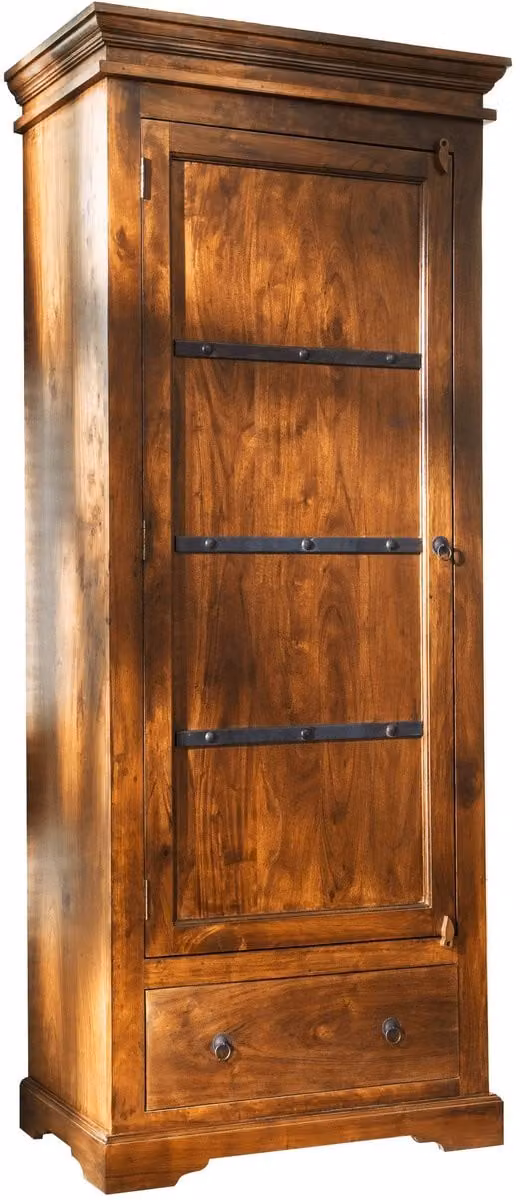 Massivmoebel24.de Oxford kast van volledig massief acacia hout, lichtbruin, B: 80 cm, D: 40 cm, H: 193 cm