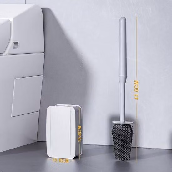 Unyqoos Siliconen toiletborstel met wandmontage en houder - Zwart
