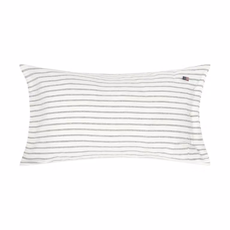 Lexington Stripe katoenen flanellen kussensloop White-green-beige, 50x90 cm