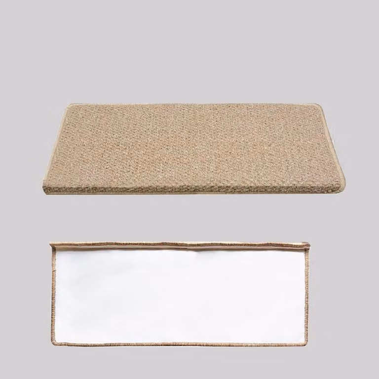 Set van 2 antislip trapmatten met hoge dichtheid textuur in kaki grijs, 24 x 80 cm