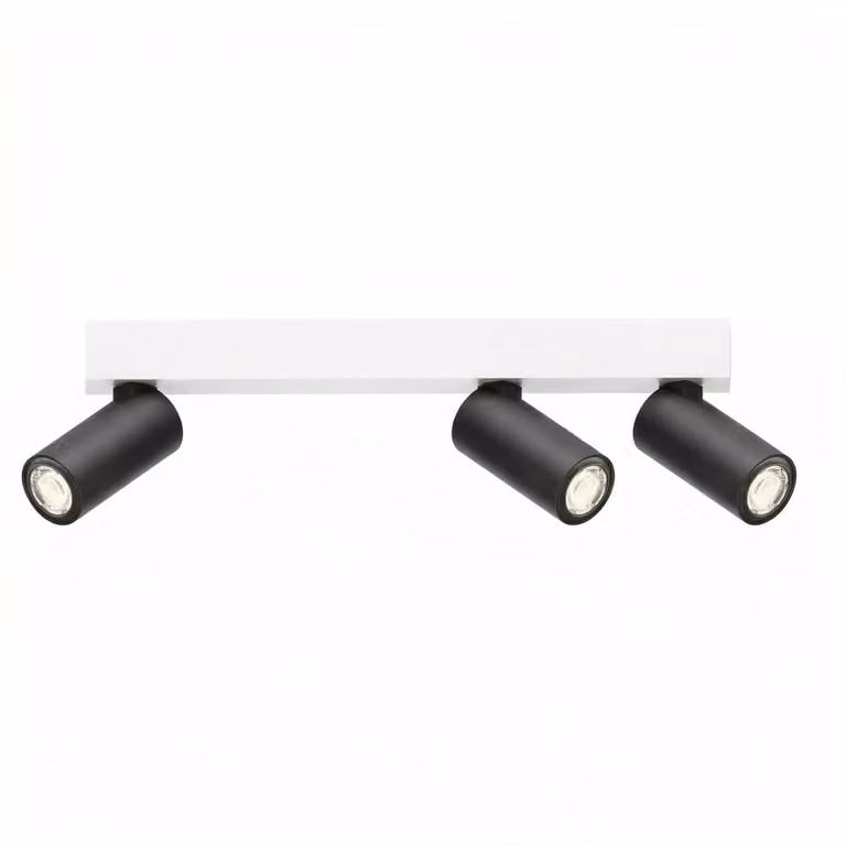 Lyora 3-lichts opbouwspot Tevo Mini wit en zwart aluminium