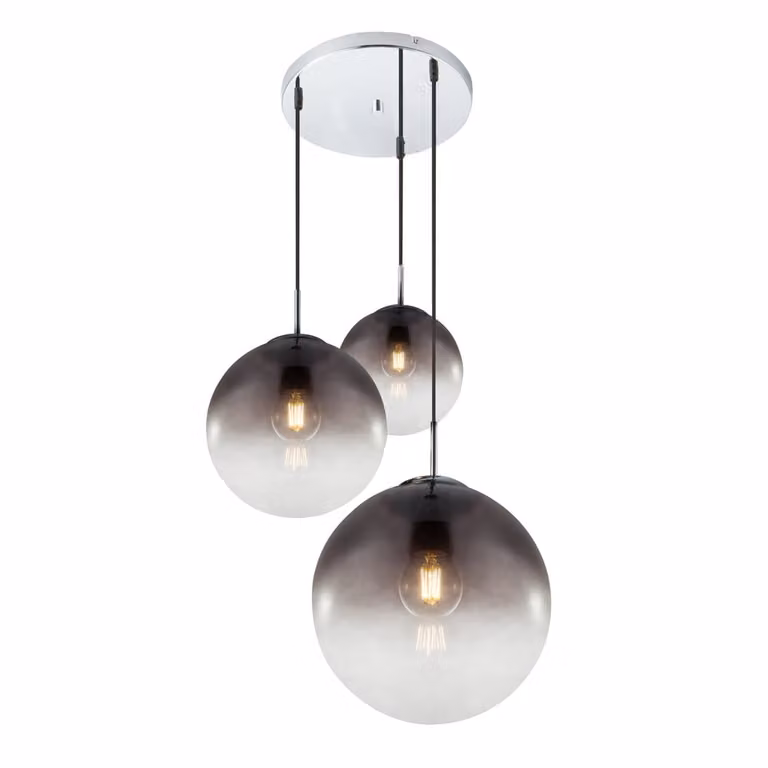 Globo Varus 3-lichts hanglamp chroom en glas