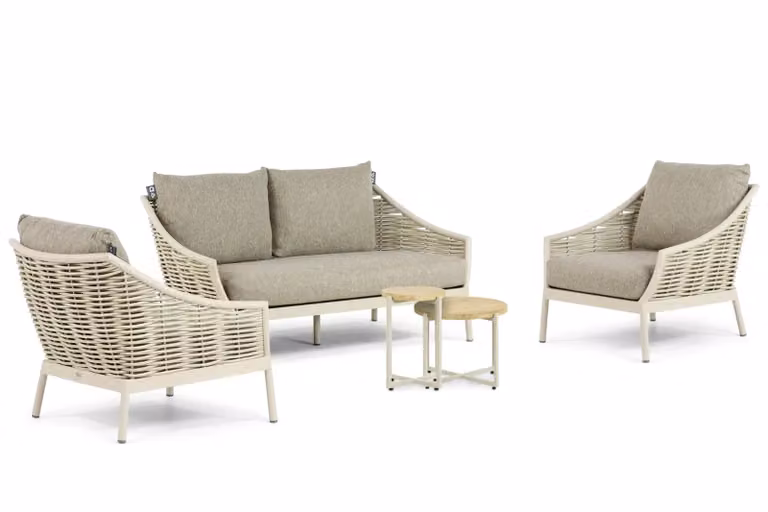 Apple Bee Milou 5-delige loungeset met beige kussens en aluminium frame