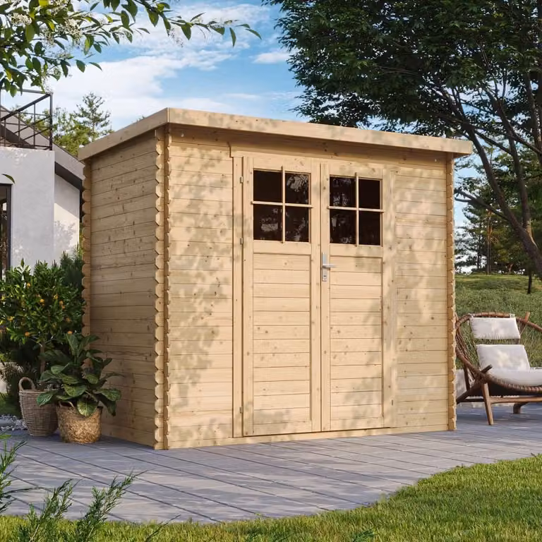 Timbela M310F Houten Tuinhuis met afsluitbare deuren, B/D/H: 142 x 239 x 200 cm