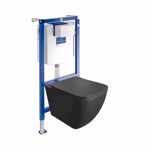 Lavita ViConnect H112 Complete Toiletset met Inbouwreservoir, Zwart Randloos Hangtoilet en Bedieningspaneel