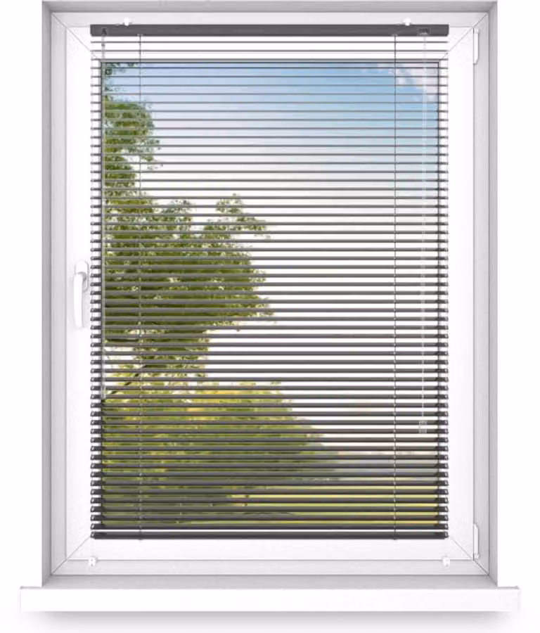 Time4blinds Binnenjaloezieën Zonder Boren - Aluminium - Glanzend zwart - Breedte: 90 cm, Hoogte: 100 cm - Links