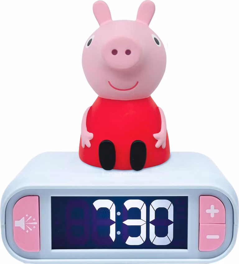Lexibook Peppa Pig Nachtlampje-wekker met digitale LCD-wekkerradio, Meerkleurig