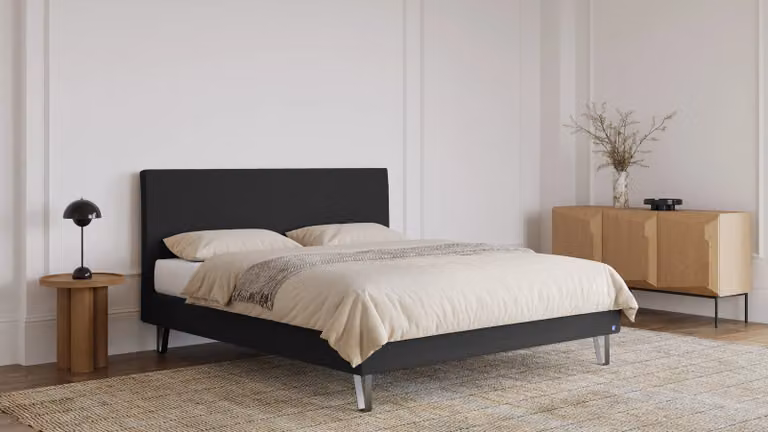 BRUNO Classic bed met matras en lattenbodem, zwart/antraciet, B/D/H: 200 x 200 cm