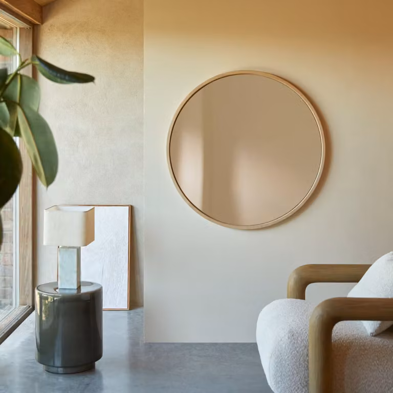 Tikamoon Ronde houten spiegel - Bruin/Beige - B: 90 cm, H: 90 cm