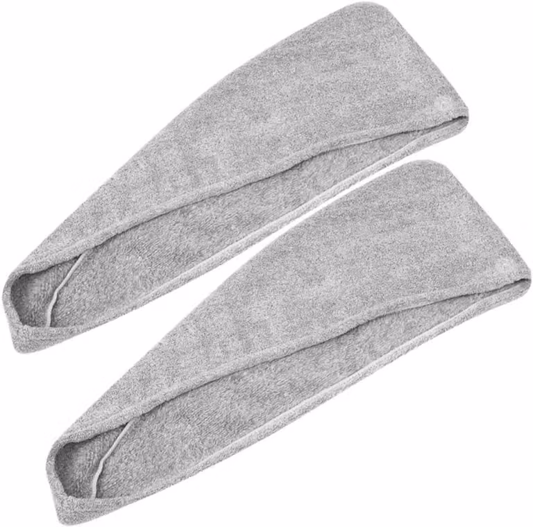 Sneldrogende haarhanddoek voor volwassenen, grijs, 65 x 25 cm