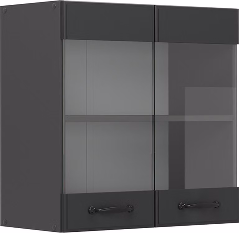 Vicco R-Line Glazen Keukenkast met Wandmontage, Antraciet Landhuis, Breedte: 60 cm