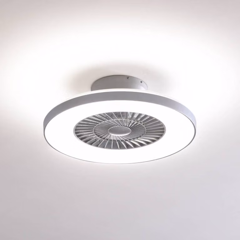 Lindby Paavo Smart LED plafondventilator, zilver/grijs, modern, met app- en afstandsbediening, dimbaar en WiFi-gestuurd