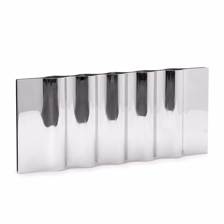New Works Ripply kandelaar in zilver metaal voor stompkaarsen