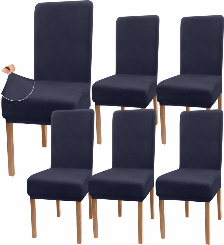 Set van 6 stijlvolle fluwelen stoelhoezen voor eetkamerstoelen in grijs