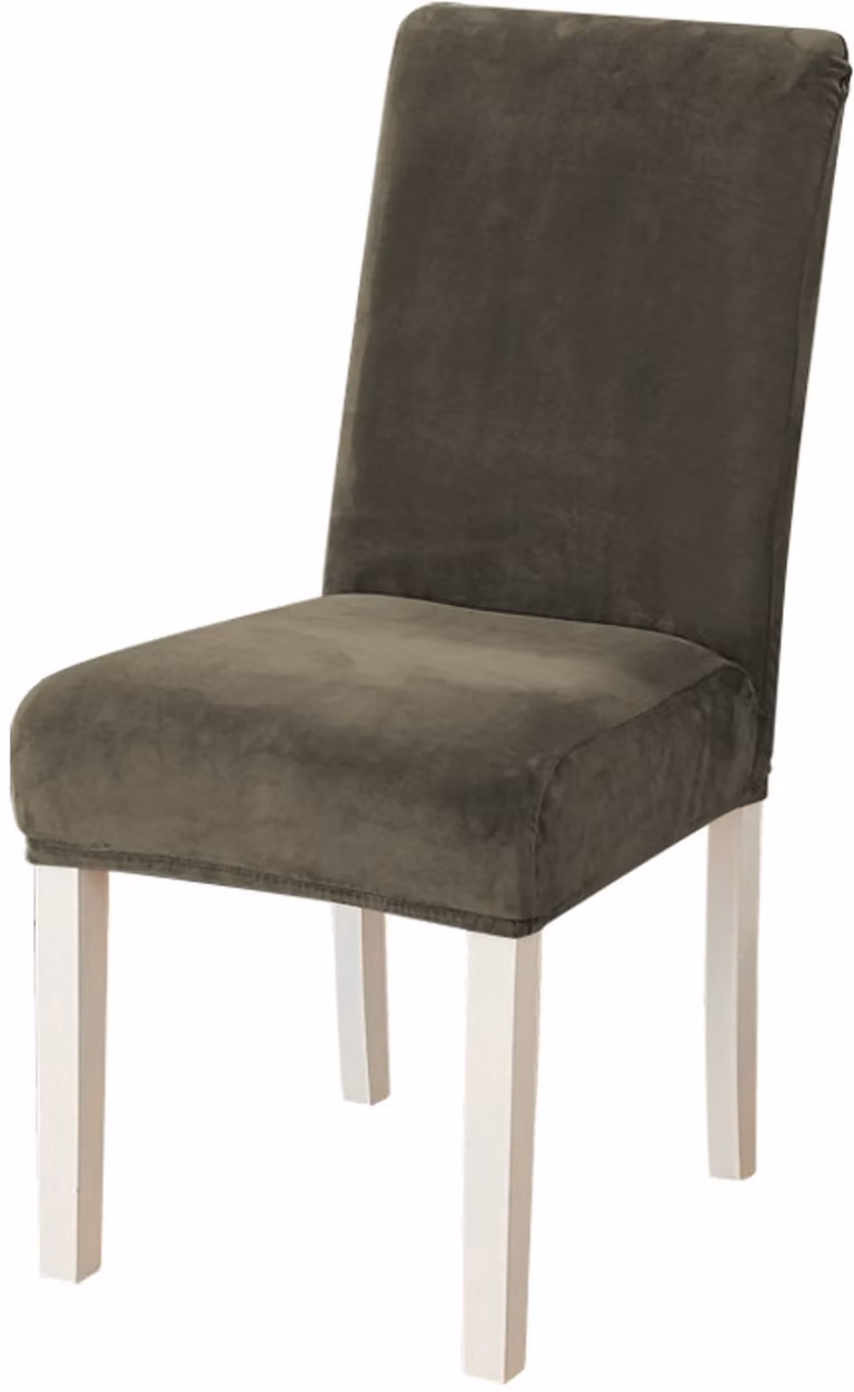 Set van 6 fluwelen universele stretchstoelhoezen voor eetkamerstoelen, Hoogte rugleuning: 43–53 cm