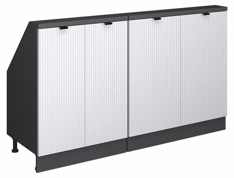 Vicco R-Line Keukenkast voor schuine wand, Witte golf, Set van 2, Model 60606