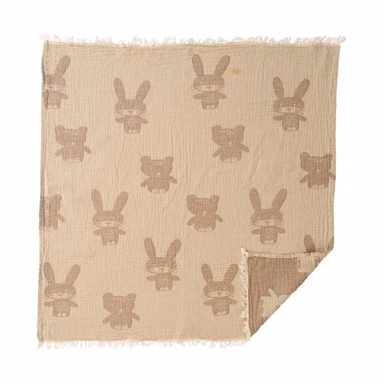 Klippan Yllefabrik Bunny&Bear hydrofiele deken Grey 75x90 cm
