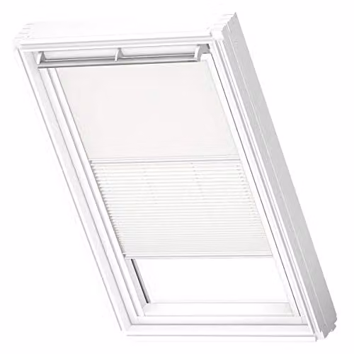VELUX Verduisterend Rolgordijn Plissé met Witte Geleiders, Wit, PK04
