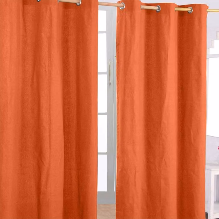 Homescapes Gordijnen met oogjes, effen terracotta, ondoorzichtig, 137 x 182 cm