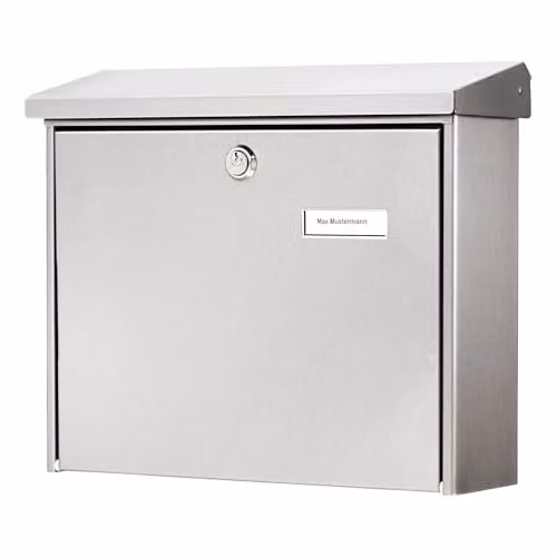 Burg-Wächter Brievenbus Amrum 3867 Ni met naamplaatje, Roestvrij staal, Zilver, Wandmontage