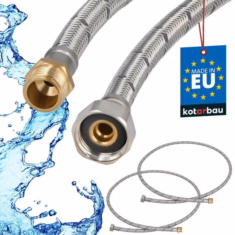 KOTARBAU 2 stuks Flexibele Sanitaire Aansluitslang 1/2" x 3/8" Buitendraad x Binnendraad Roestvrijstaal 150 cm