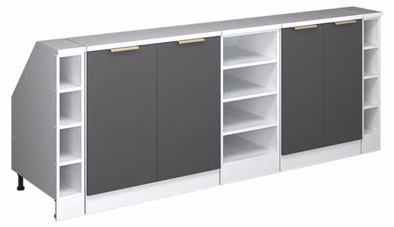Vicco R-Line Keukenkast voor schuine wand, Set van 5 kastrompen, Antraciet-goud, Diepte: 60 cm, Model 60657