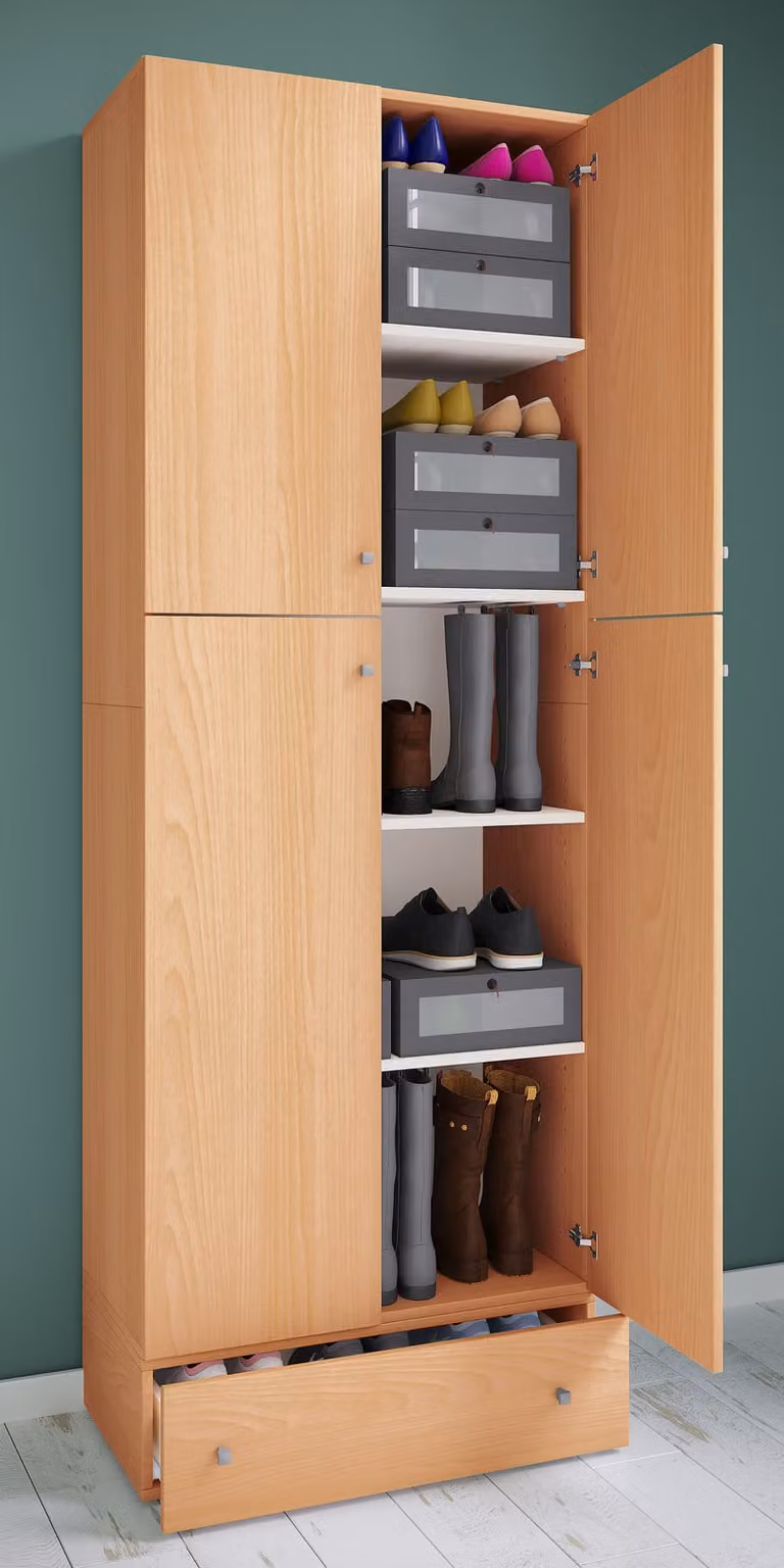 home24 Kast met lade in hout/beukenhouten look, 200 cm