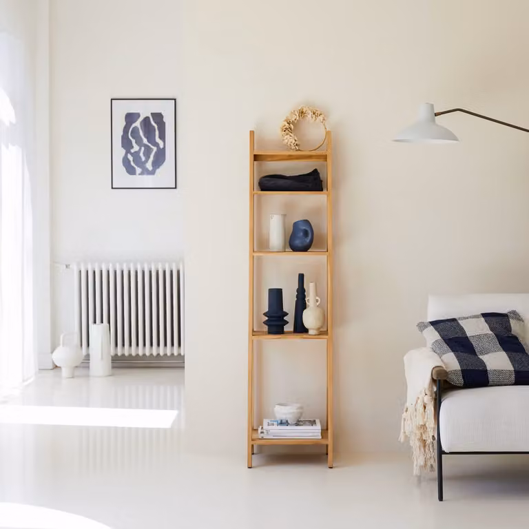 Tikamoon Massief Teakhouten Boekenkast - Bruin - B: 160 cm, D: 40 cm, H: 37 cm