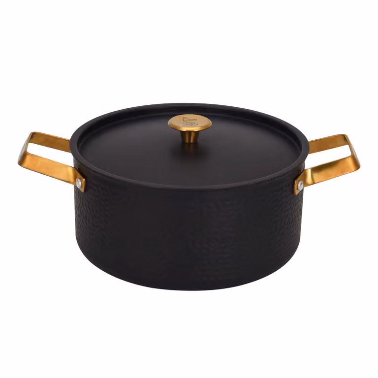 Vargen & Thor Arvet Mio gehamerde braadpan met deksel, zwart, 4 L