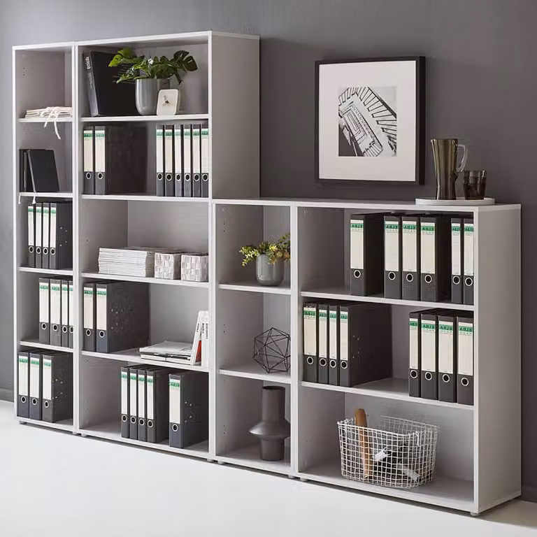 home24 Open kasten 4-delig melamine gecoat grijs/lichtgrijs B/D/H: 85 x 33 x 186 cm