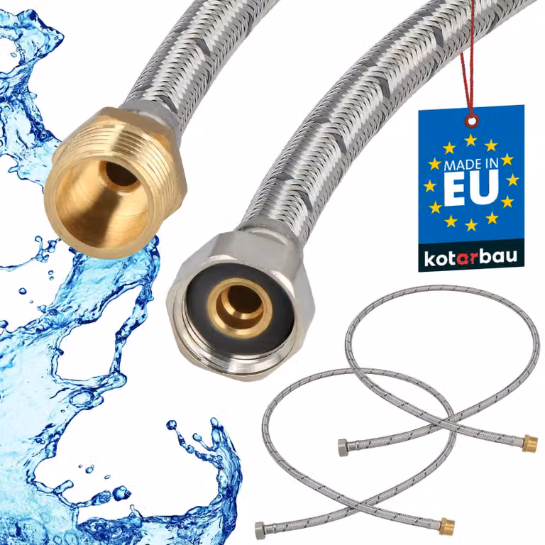 KOTARBAU 2 stuks Flexibele Sanitaire Aansluitslang 1/2" x 1/2" Buitendraad x Binnendraad Roestvrijstaal 140 cm