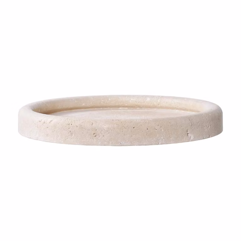 Nest of Nora Dienblad rond Travertin Beige Ø25,5 cm