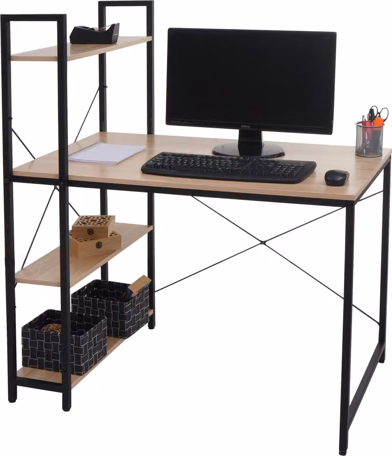 Mendler Computerbureau met plank, Breedte: 100 cm, Diepte: 60 cm, Hoogte: 120 cm