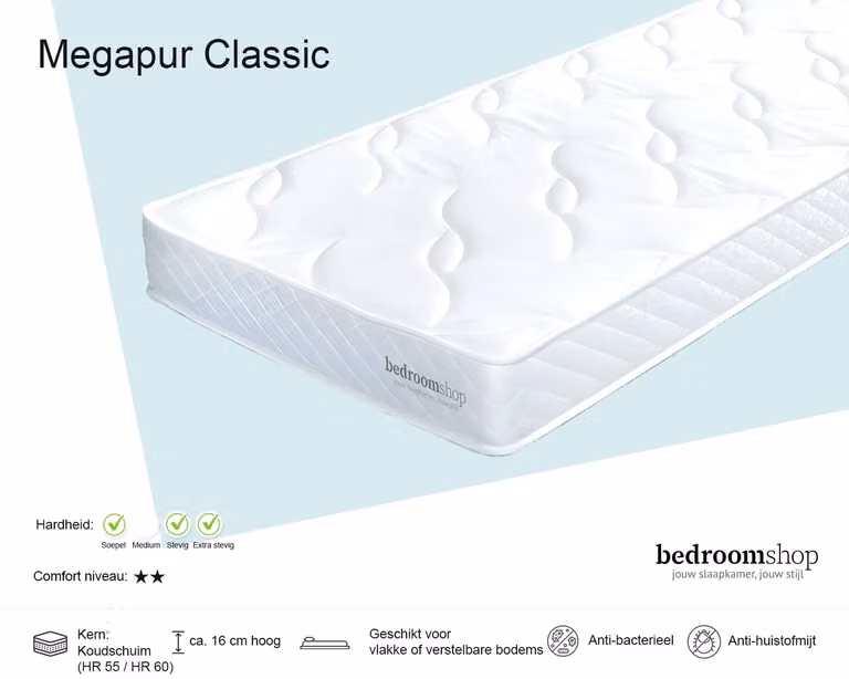 Megapur Classic Koudschuim Matras voor Volwassenen