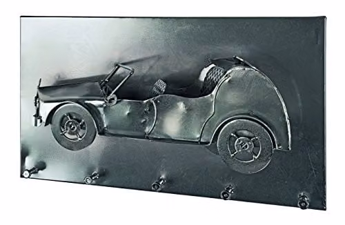 HAKU Wandkapstok Metaal Antraciet met 5 Haken Industrieel Stijl B: 35 cm, H: 20 cm, D: 10 cm