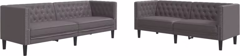 vidaXL 2-delige loungeset in Chesterfield-stijl met kunstleer - grijs