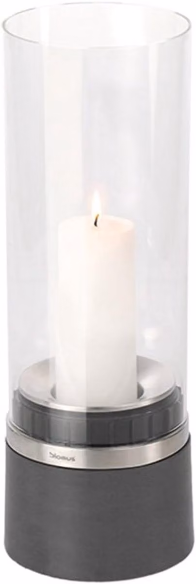 Stijlvol groot windlicht met polystone voet voor buiten, Hoogte: 33 cm
