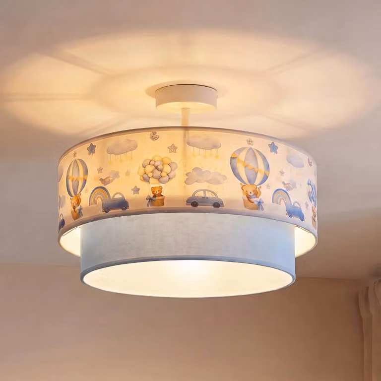Duolla Boho Plafondlamp Blauw voor Kinderkamers met Textiel