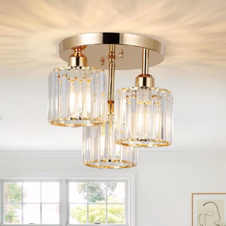 LuxiLamps Kristallen Kroonluchter met 3 Lichtpunten - Goud/Messing - Modern Design - E27