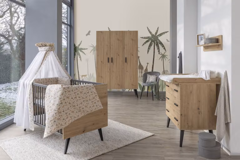 home24 Babykamerset Morris 3-delig bruin/zwart
