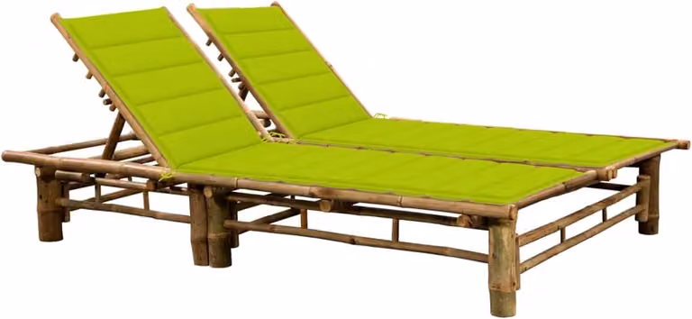 Tweepersoons bamboe zonnebed voor in de tuin inclusief kussen
