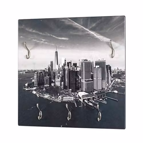 HAKU Wandkapstok met abstract motief, Bruin MDF en metaal, Breedte: 60 cm, Hoogte: 60 cm, Diepte: 8 cm