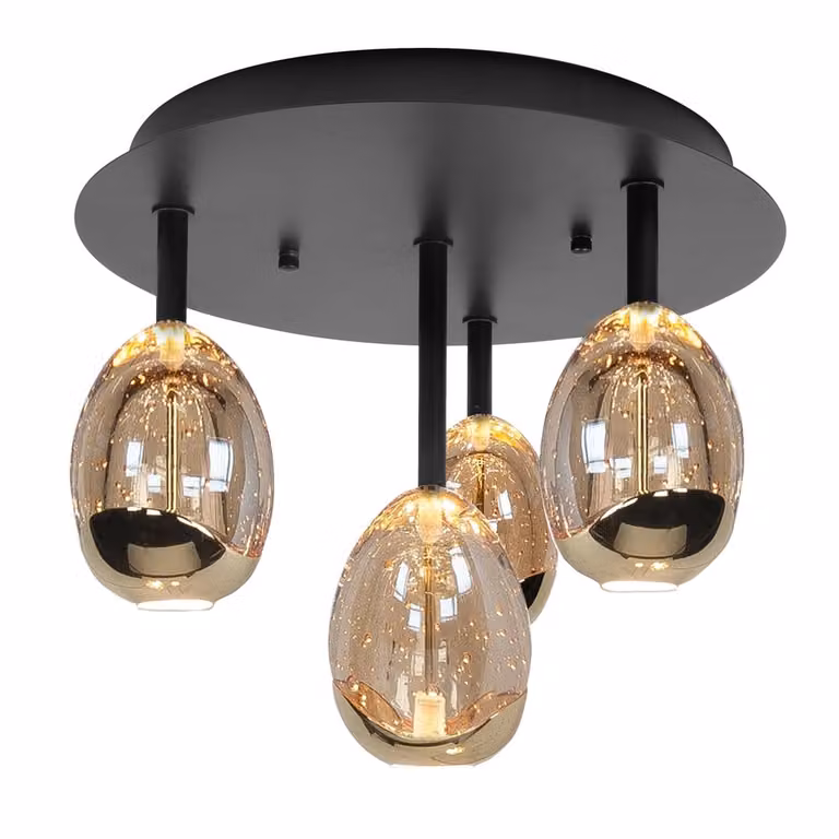 Highlight Plafondlamp Golden Egg zwart en goud/messing - 2-lichts
