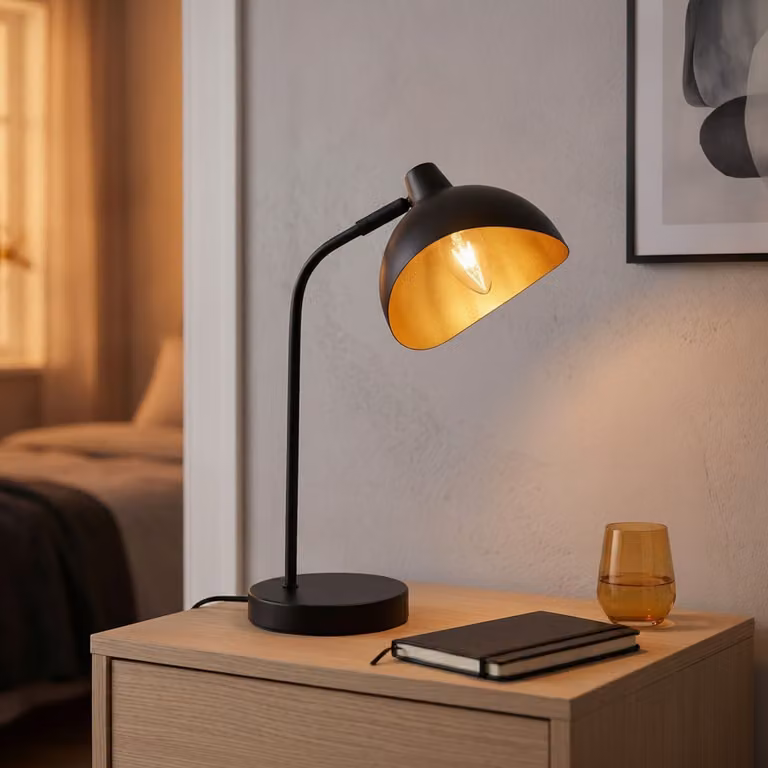 Nova Luce Geti tafellamp zwart met gouden binnenkant